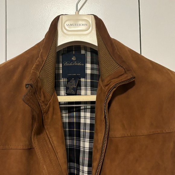 Brooks Brothers Tan/Brown Suede Leather Bomber Jacket - Medium - Picture 5 of 16